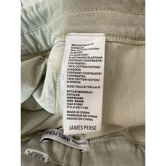JAMES PERSE Zip Pocket Utility Short Cotton Granite Stone Sage Size 3 (US 8-10) - Picture 5 of 8